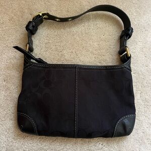 Coach Black Shoulder Bag with Gold Accents